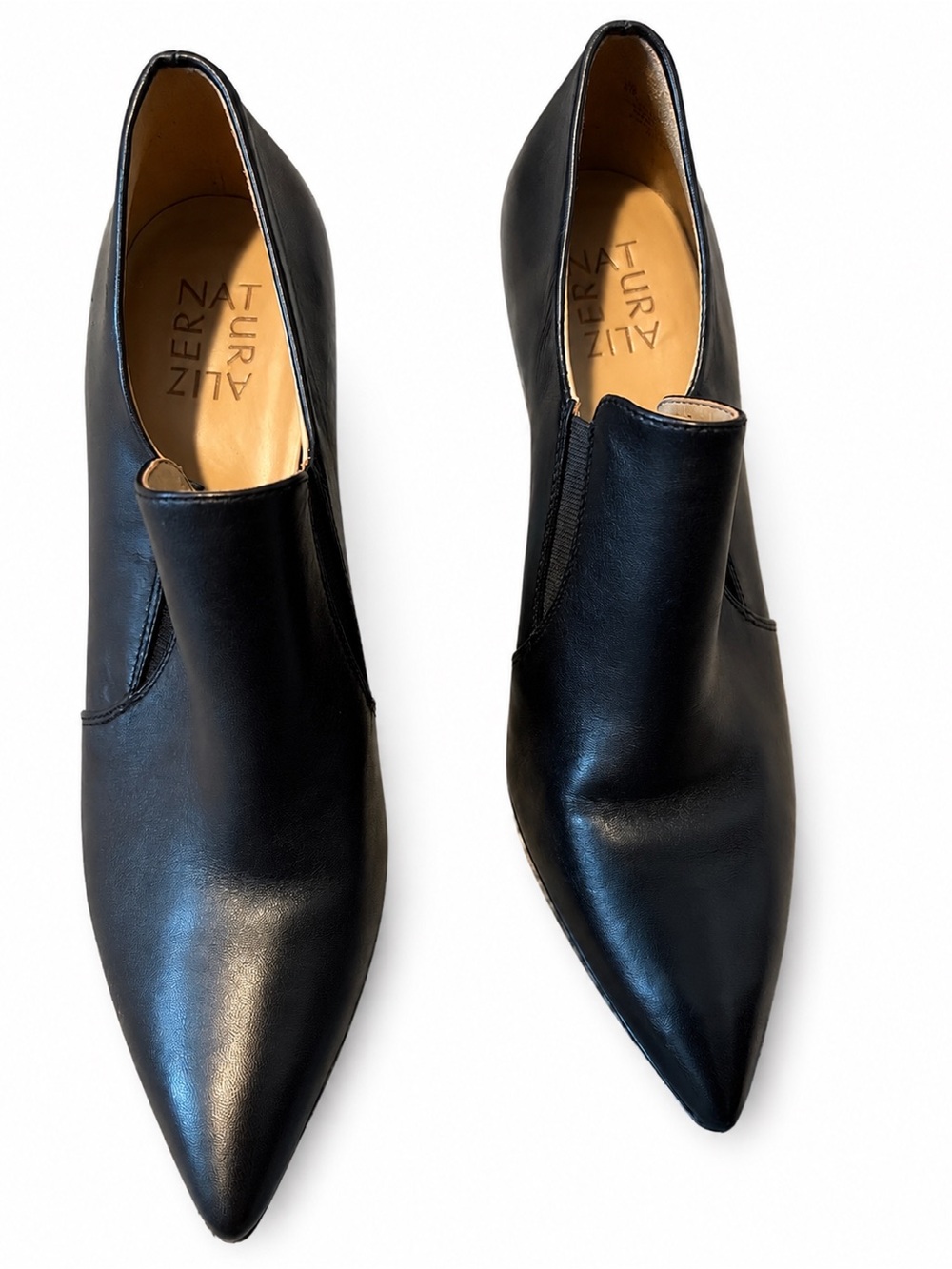 Naturalizer Black Pointed Leather Slip-On Pumps